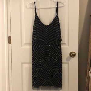 Adrianna Papell Art Deco Beaded Cocktail Dress